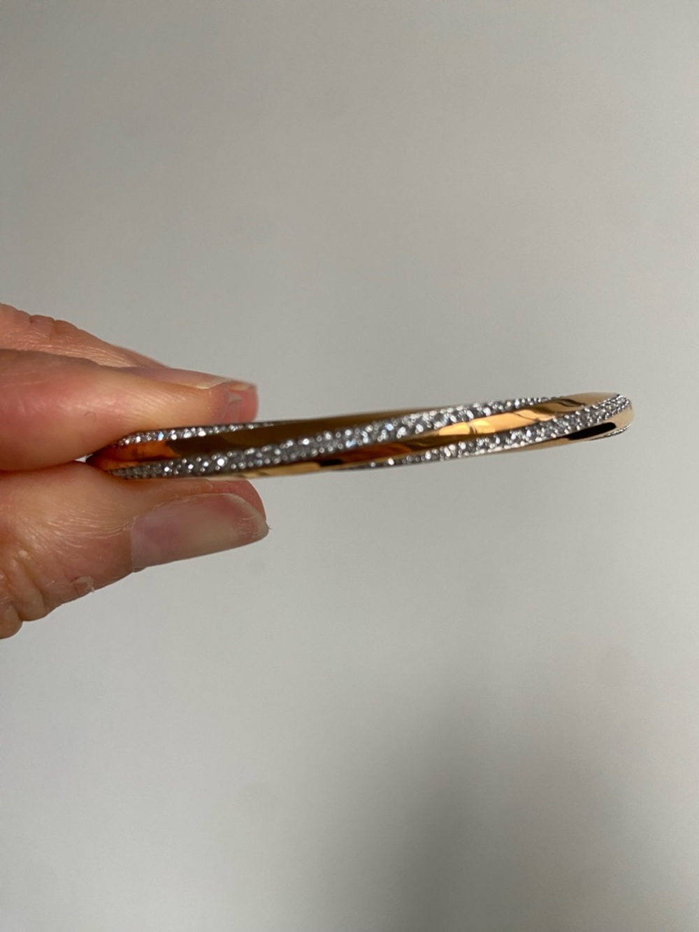 Swarovski Rose Gold and Silver Crystal-Trim Triple Bangle Bracelet - Picture 4 of 6